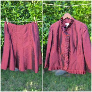 Zoey Deep Red Merlot Iridescent Skirt Suit Set